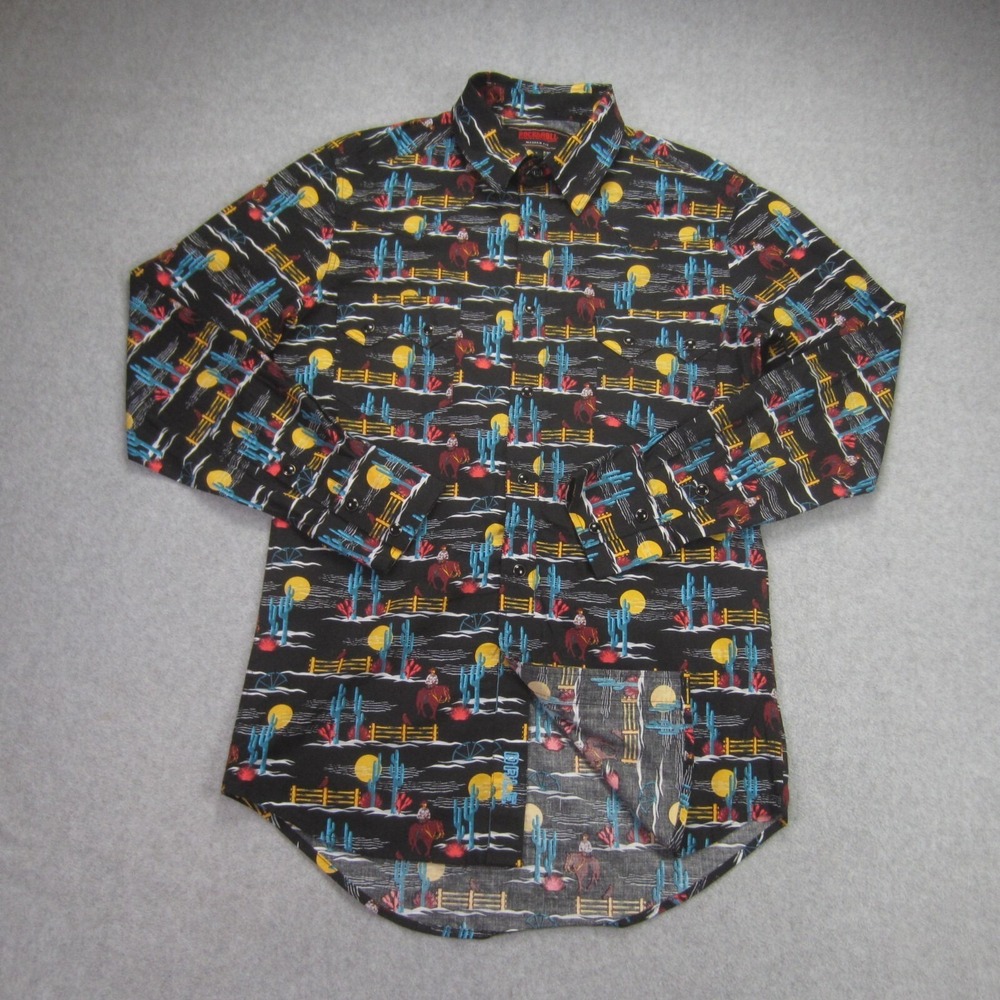 Rock & Roll Denim Shirt Mens S Modern Fit Pearl Snap Dale Brisby Western Cowboy‎
